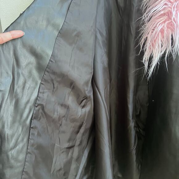 ASOS DESIGN Brog Cuff Faux Leather Black & Pink 70’s Retro Jacket Women's US 14 - Picture 4 of 10